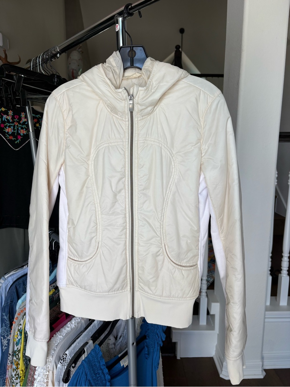 lululemon athletica Cream Hooded Bomber Jacket